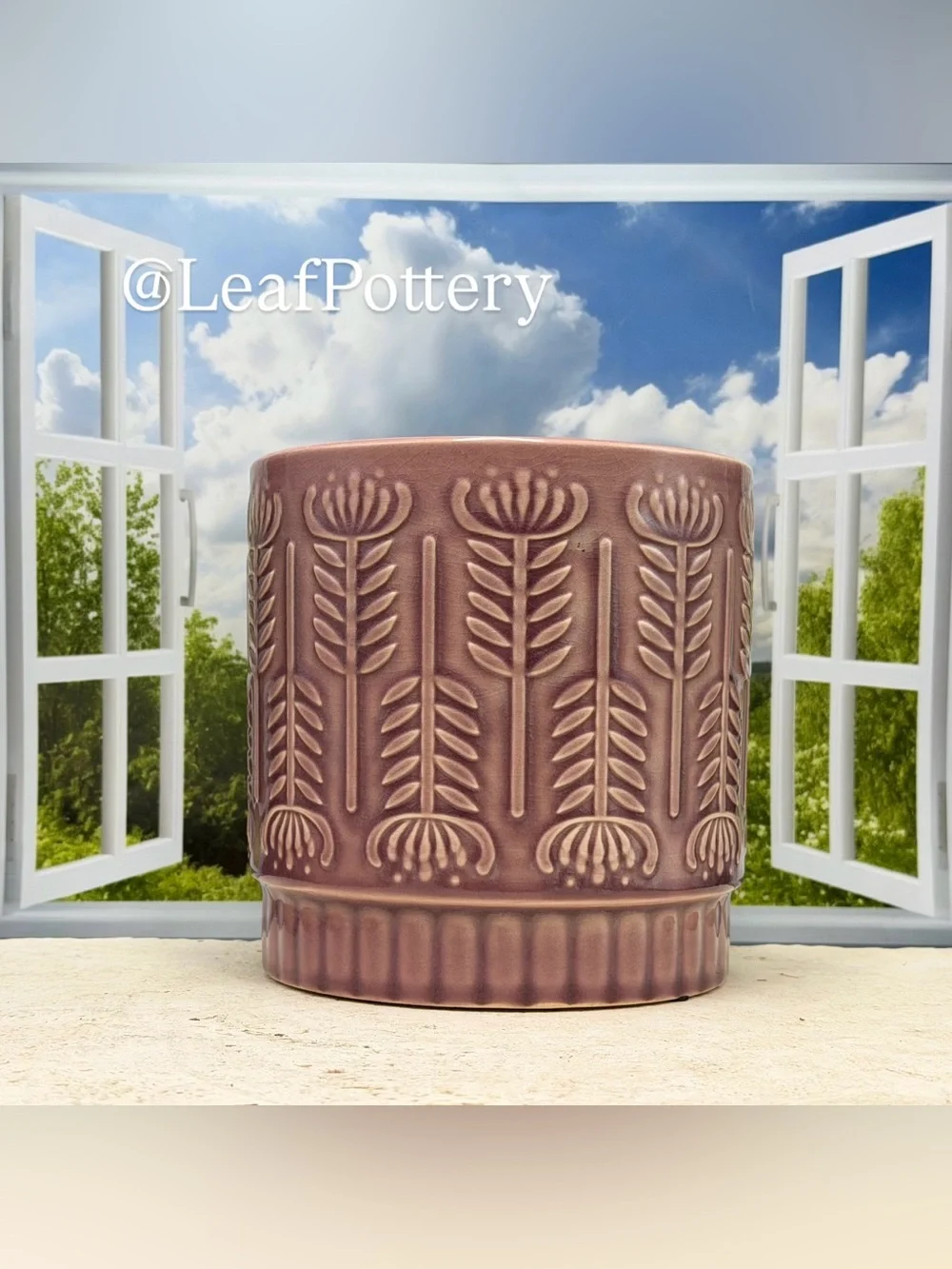 Handmade Mauve Ceramic Planter with Drainage Hole 6x6 | Terracotta Botanical Pot